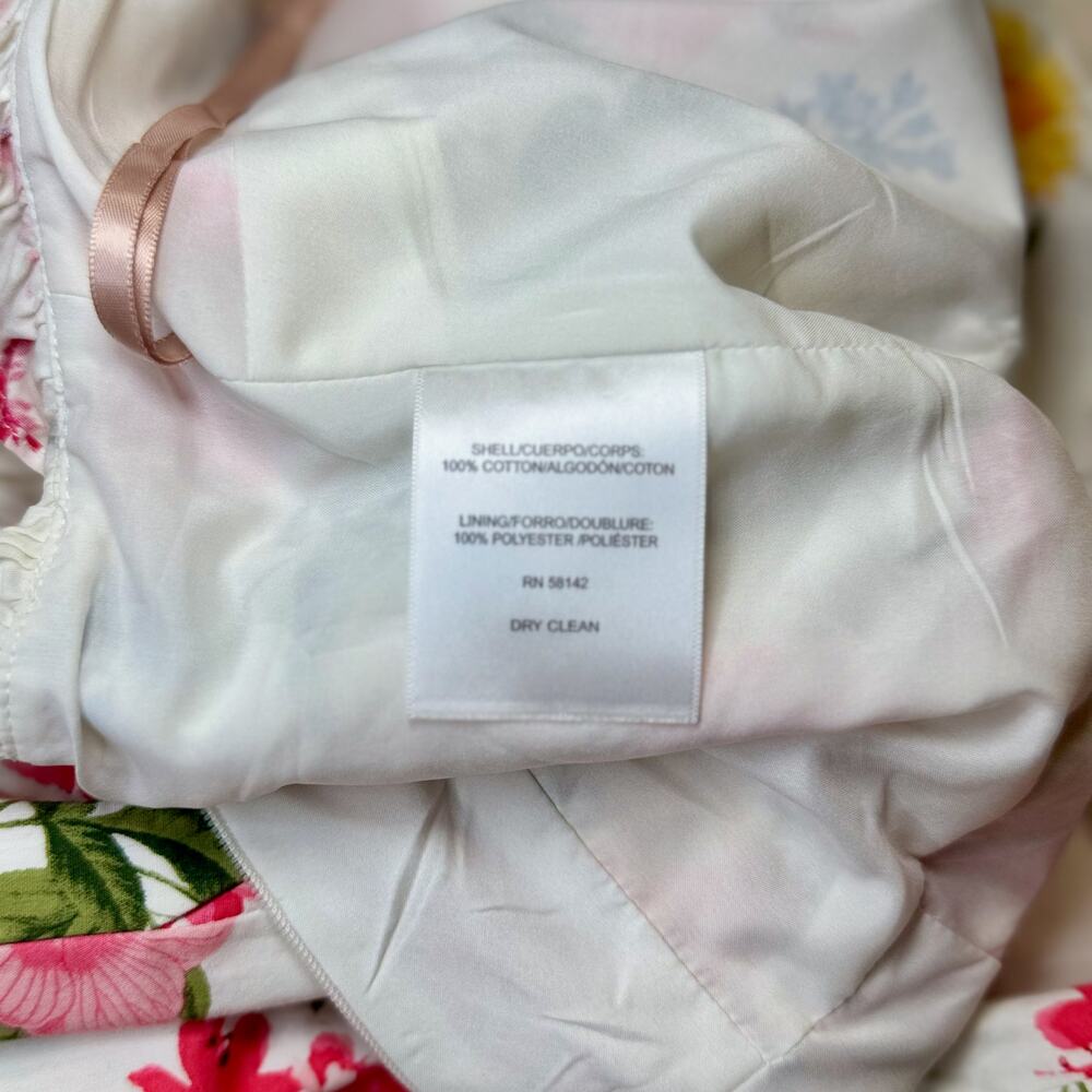 Gal Meets Glam Beverly Ruffle Floral Cotton Wide Leg Cropped Jumpsuit White 4 - Picture 16 of 16